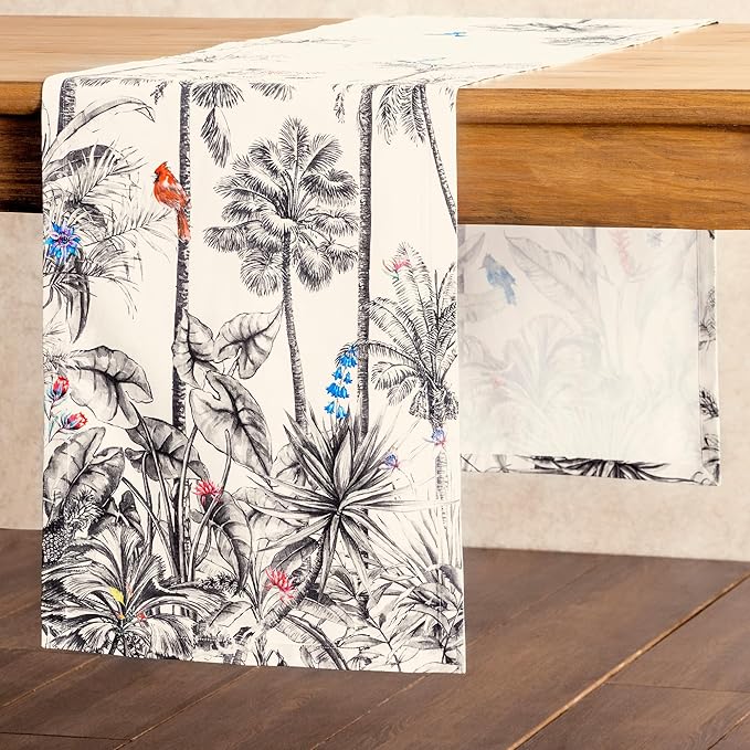 Maison d' Hermine Table Runner 100% Cotton Single Layer Table Runners 48 inches Long for Thanksgiving Christmas Decorations Home Kitchen Dining Party Wedding (Amazonia, 14.5" x 48")