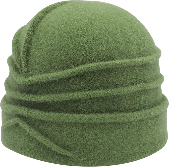 ZLYC Women Wool Cloche Bucket Hat 1920s Vintage Dress Winter Hats with Flower Accent