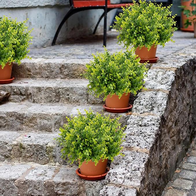 Outdoor Artificial Flowers UV Resistant, 20 Bundles Fake Realistic Floral Greenery Plants for Outside Porch, Window Boxes, Garden, Yard, Inside Home Table Decor, Green