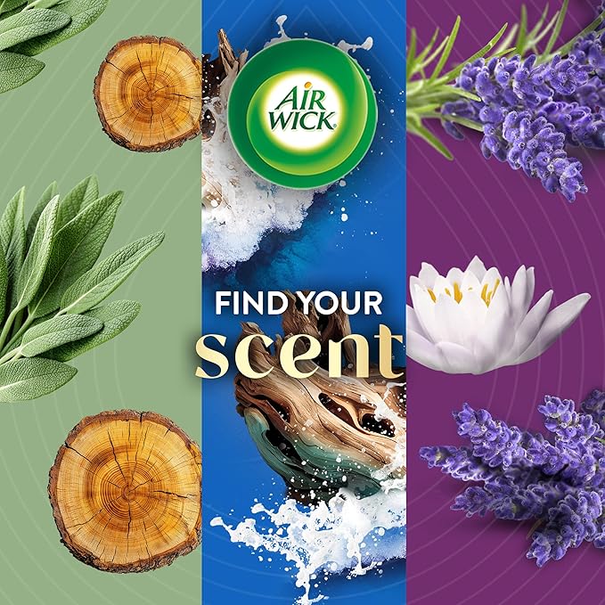 Air Wick Vibrant Plug In Scented Oil Refill,Deep Blue Sea & Beach Wood, 5 ct