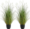 KOL 3ft 2-Pack Artificial Cattail Reed Grass, 35in Artificial Indoor Outdoor Fake Onion Grass Plant, Home Office Wedding Decorative Faux Potted Plant Greenery, Housewarming Gift, White