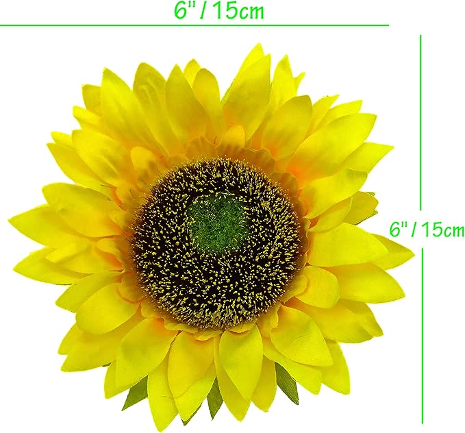 Artificial Flower 20pcs 6''W Silk Sunflower Heads Real Looking Fake Sunflower for Wedding Centerpieces Home Décor Wall Wreath Photography Props(Yellow)