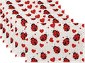 Ladybug Placemats Set of 6,Red Heart Dinner Table Mats Non-Slip Washable Mats for Kitchen Dinner Party Tablemat 12x18Inch