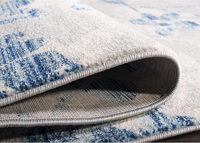 SAFAVIEH Evoke Collection 3' x 5' Grey/Light Blue EVK236J Floral Non-Shedding Living Room Bedroom Accent Rug