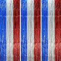 3 Pack 3.3 x 8.2 ft Blue Red Silver Foil Fringe Backdrop Curtains, Tinsel Streamers Party Decorations, Fringe Backdrop, Door Shimmer for Independence Day or Birthday Party