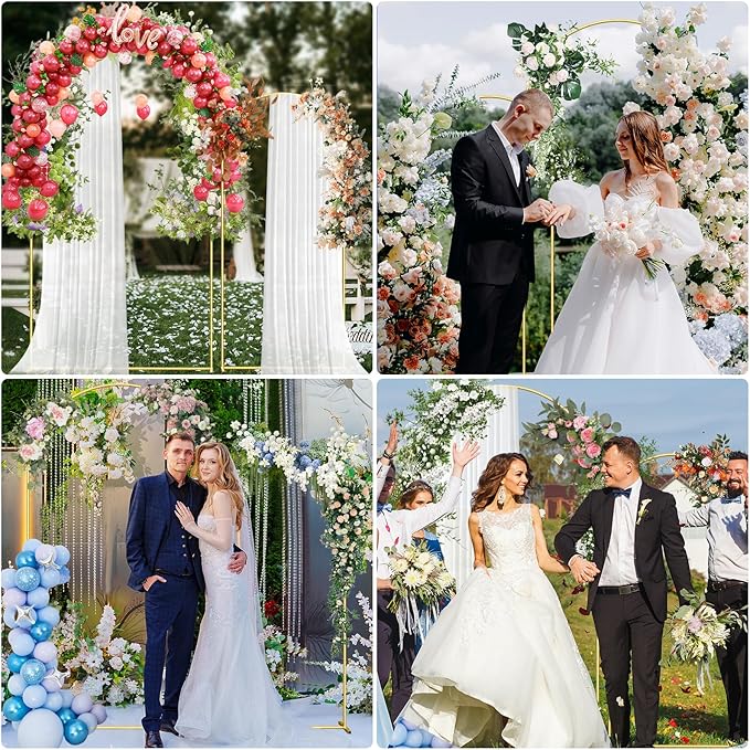7.2FT Metal Arch Backdrop Stand Gold Arched Backdrop Frame for Wedding Party Ceremony Birthday Bridal Baby Shower Garden Floral Balloon Arch Decoration