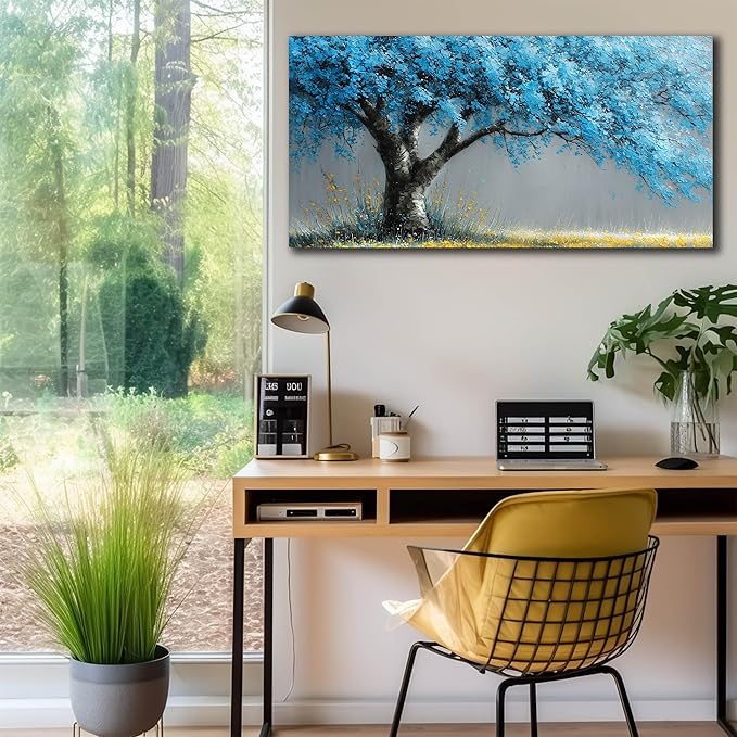 Tree of Life Canvas Wall Art for Living Room Blue Pictures Wall Decor for Office Tree Wall Art for Bedroom Size 20 x 40 Inch