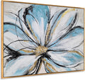 Yihui Arts Flower Canvas Wall Art - Modern Abstract Floral Painting with Gold Foil Accents for Living Room Decor