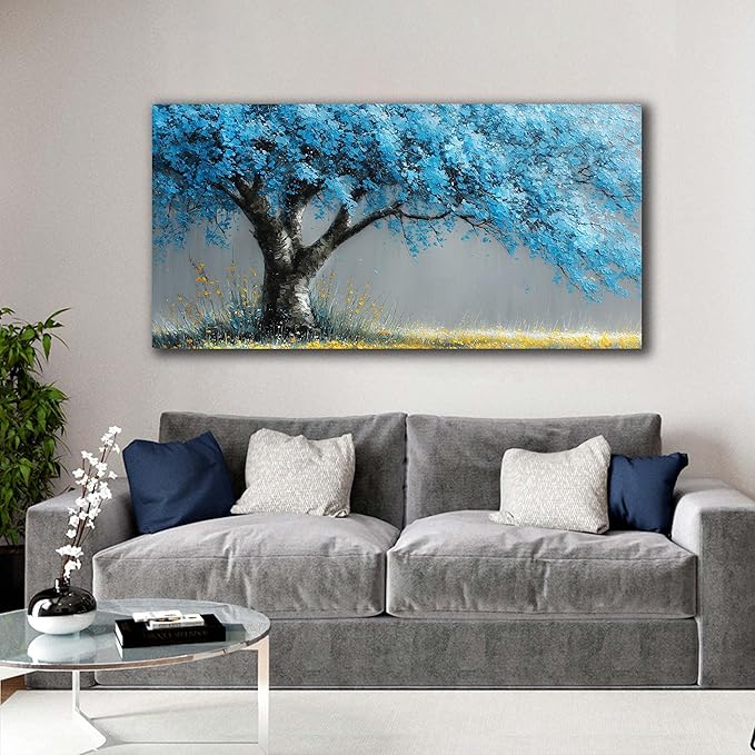 Tree of Life Canvas Wall Art for Living Room Blue Pictures Wall Decor for Office Tree Wall Art for Bedroom Size 20 x 40 Inch