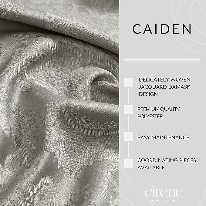 Elrene Home Fashions Caiden Elegance Damask Waterproof, Stain & Wrinkle Resistant Fabric Placemats (Set of 4), 13" x 19", Silver