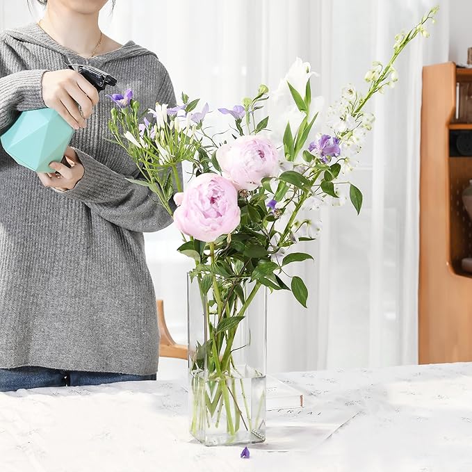 Acrylic Square Flower Vase, Non-breakable Vase, 5" x 5" x 12" Tall Clear Vases for Flower, Large Cube Floral Plant Container, Planter Terrarium for Wedding Party Event, Home Office Decor