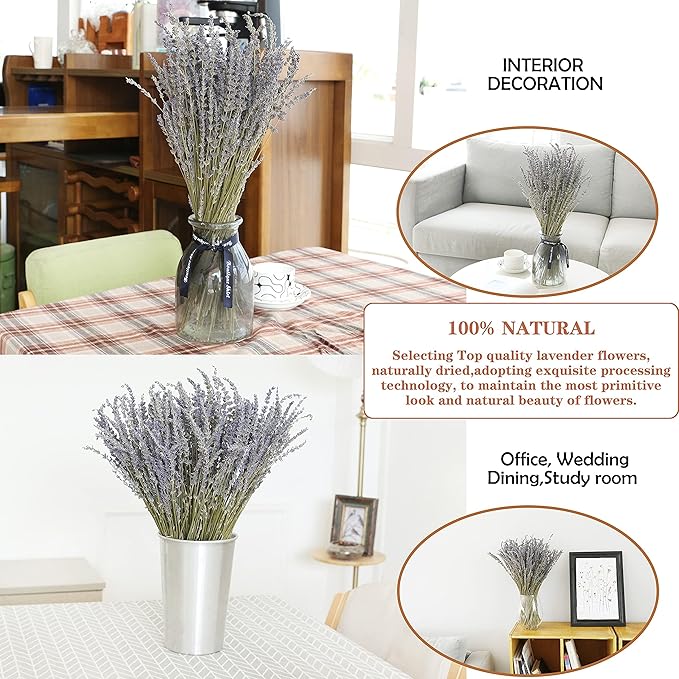 Dried Lavender Flowers Bundles 100% Natural Real Dry Flower for Home Decorations,Home Fragrance 350+ Stems
