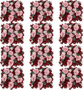 Pack of 12 Artificial Silk Flower Panels, Faux Floral Wall Background for Wedding Party Engagement Bridal Shower Arrangement Home Decorations - Burgundy & Dusty Pink