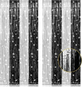 2 Pack 3.2 x 8.2 ft Black and Silver Foil Fringe Curtains Party Decorations, Sparkle Tinsel Curtain Photo Backdrop for Birthday Wedding Graduation Stream