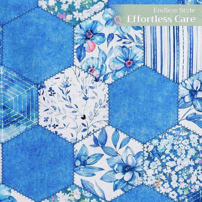 Maison d' Hermine Table Runner 100% Cotton Double Layer Table Runners 108 inches Long Decorative for Home Kitchen Dining Party Wedding Bridal Shower Spring Summer (Summer Blues, 14.50" x 108")