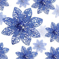 Boao Royal Blue 24 Pieces Poinsettia Flower Christmas Glitter Artificial Poinsettia with Clips Christmas Tree Ornament Decorations for DIY Xmas Wreath Holiday Home Party Decor, 3/4/6 Inches