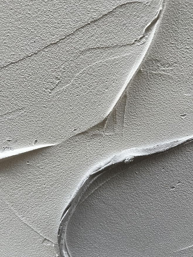 Epicler art Hand-painted White and Grey abstract wall decoration Oil Thick texture Minimalist art 40x28 inches