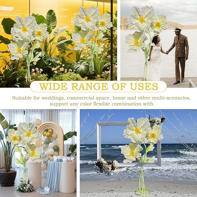 Large Giant Artificial Flowers Decoration - Indoor Outdoor Decor Huge Paper Flower, Faux Flowers for Home/Office/Living Room/Wedding Ceremony Party/Birthday Party 3pc (Yellow)