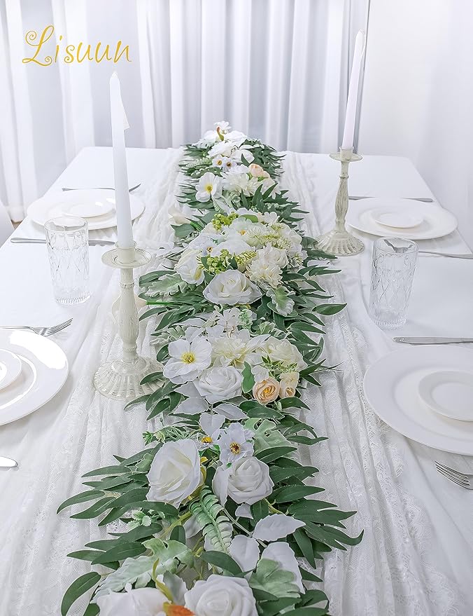 9FT Wedding Arch Flower Garland, Handmade Wedding Table Decorations,Head Table Floral Decor for Noble and Charming Wedding Ceremony