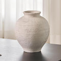 LB2 White Ceramic Large Vase, 11.8" Tall Zen Style vase, Terra Cotta Pitcher Vase, Distressed Farmhouse Decor, Pottery Decorative Flower for Home Decor (C - White 11.8")