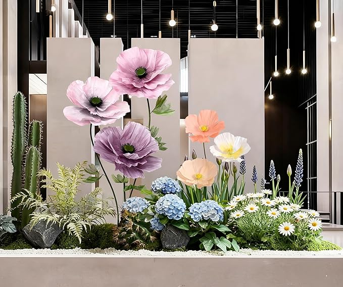 Large Fake Flowers for Decorations, Giant Paper Standing Flowers for Wedding, Home, Office, Valentine’s Day, Easter, Thanksgiving & New Year Party Decor