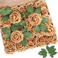 AmyHomie Artificial Flower Gold Rose 25pcs Real Looking Fake Roses w/Stem for DIY Wedding Bouquets Centerpieces Arrangements Party Baby Shower Valentines Day Christmas Tree Decorations