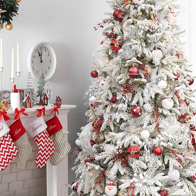 KI Store Red Christmas Tree Picks Sprays Set of 20 Glittered Twigs Decor for Christmas Tree Decoration Topper Floral Arrangement