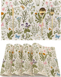 Vintage Herbs Flowers Placemats Set of 4, Garden Place Mats Heat Resistant Washable Non-Slip Table Mats for Party Kitchen Dining Decor 12x18 Inch