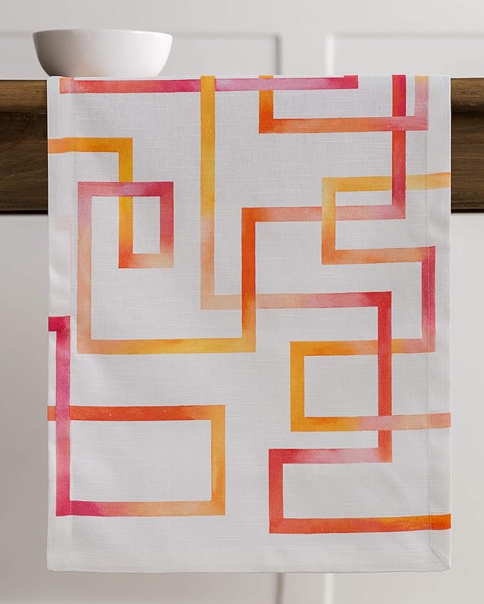 Maison d' Hermine Table Runner 100% Cotton Single Layer Table Runners 72 inches Long Decorative for Kitchen Dining Party Baby Shower Wedding Bridal Shower Spring Summer (Summer Maze, 14.50" x 72")