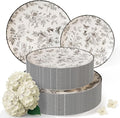 Trendables Plastic Plates For Party Supplies, Floral Disposable Plates For Party & Weddings 200 Pcs - 100 x 8 Dessert Plates & 100 x 10 Plastic Dinner Plates, Plate Set Disposable Dinnerware Sets