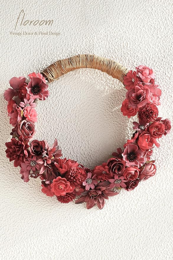 Floroom Mini Artificial Flower Heads Burgundy & Red Fake Peony Daisy Rose Multicolor Small Faux Silk Flower Heads for Cake Craft Garland Wedding Party Graduation Cap DIY Home Decoration, 0.8"-3.6"