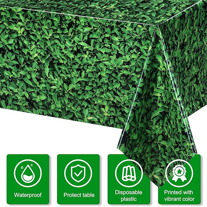 54 x 108 Inches Jumbo Green Leaves Photography Leaf Backdrop 3D Waterproof Tree Leaves Background Photo Booth Prop Green Leaf Tablecloths for Baby Shower Birthday Party Decoration (6 Pieces)