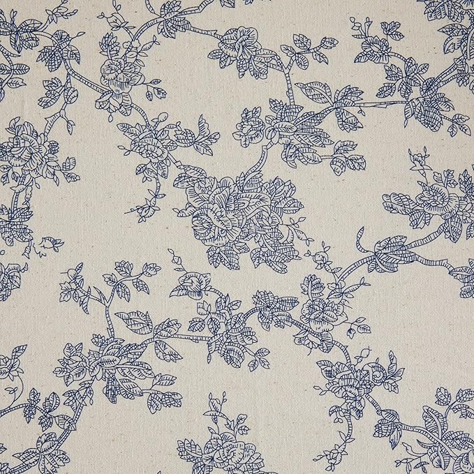 100% Cotton French Pastoral Table Runners, 13x108 Inch Blue Farmhouse Table Runners 108 Inches Long, Vintage Flowers Print Home Decors