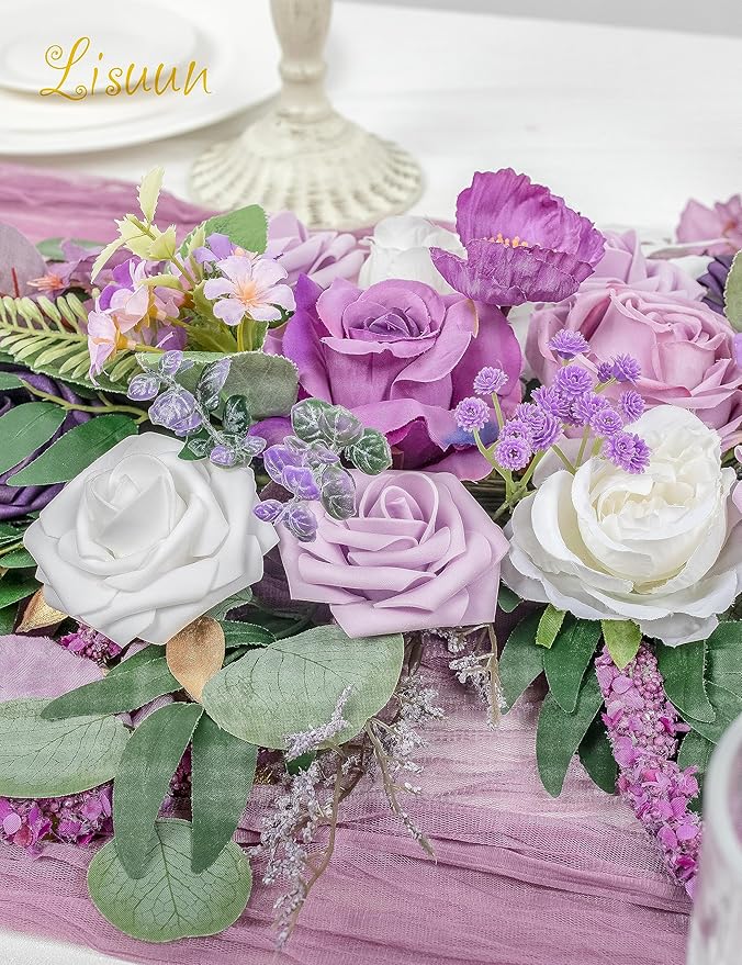 9FT Wedding Arch Flower Garland, Handmade Wedding Table Decorations,Head Table Floral Decor for Noble and Charming Wedding Ceremony