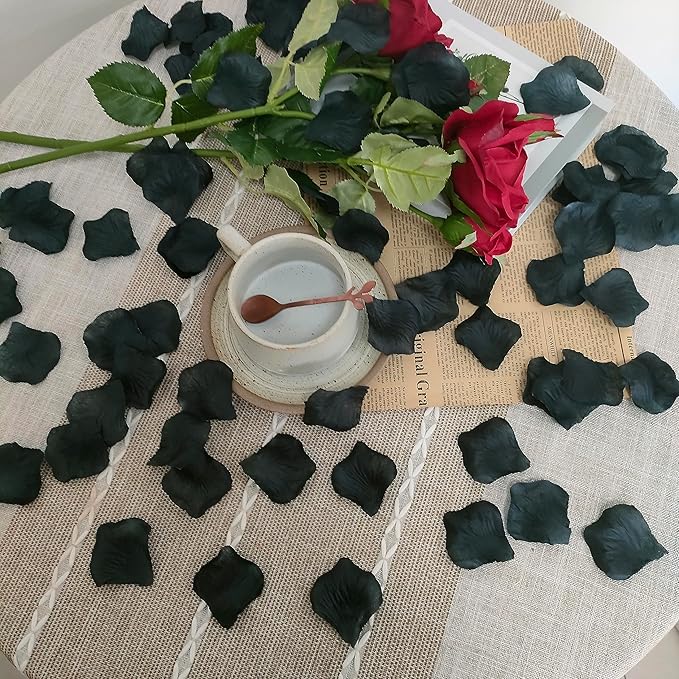 Separated Black Rose Petals,1500 Pcs Black Flower Petals,Fake Rose Petals for Wedding,Romantic Decorations Special Night(Ready-to-use)