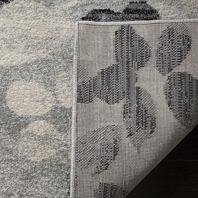 SAFAVIEH Evoke Collection Area Rug - 9' x 12', Grey & Black, Floral Design, Non-Shedding & Easy Care, Ideal for High Traffic Areas in Living Room, Bedroom (EVK236R)