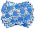 Maison d' Hermine Placemats Set of 4 100% Cotton Washable Cloth Place Mats, Reusable Table Mats for Kitchen Dining Decoration, Party, Wedding, Restaurant Spring/Summer (Summer Blues, 13" x 19")