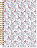 VIIJJUE Blue and White Chinoiserie Christmas Cardinal Notebook Journal, Vintage French Country Toile de Jouy Journal, Xmas Red Cardinal Hardcover Spiral Notebooks, 5.5x8.3 Inch-01