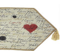 Tache Romantic Cursive Handwritten Love Letter Valentine Hearts Beige Table Runner - Vintage Farmhouse Woven Tapestry Kitchen Dining Dinner Linen Napery Cloth - 13 x 72 inches