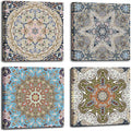 dgbtcart Bathroom Decor Mandala Wall Art, Boho Artwork Floral Pictures Painting Prints for Living Room Decoration - 12”x12”x4 Panel