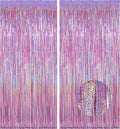 Melsan 2 Pack 3.2 ft x 8.2 ft Tinsel Foil Fringe Curtains Backdrop, Sparkle Metallic Foil Curtains for Party Photo Booth Props Decoration, Pinkish Purple