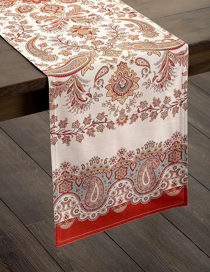 Maison d' Hermine Table Runner 100% Cotton Double Layer Table Runners 72 inches Long for Thanksgiving Christmas Decorations Home Kitchen Dining Party Wedding (Cachemire, 14.5" x 72")