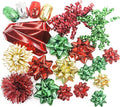 CT CRAFT LLC Gift Bows 22 PCS Set Multi Colored Assorted - Bow x 18 pcs + Kegg Roll x 4 pcs - Red/Gold/Green, Holiday Christmas Birthday Party Wrapping