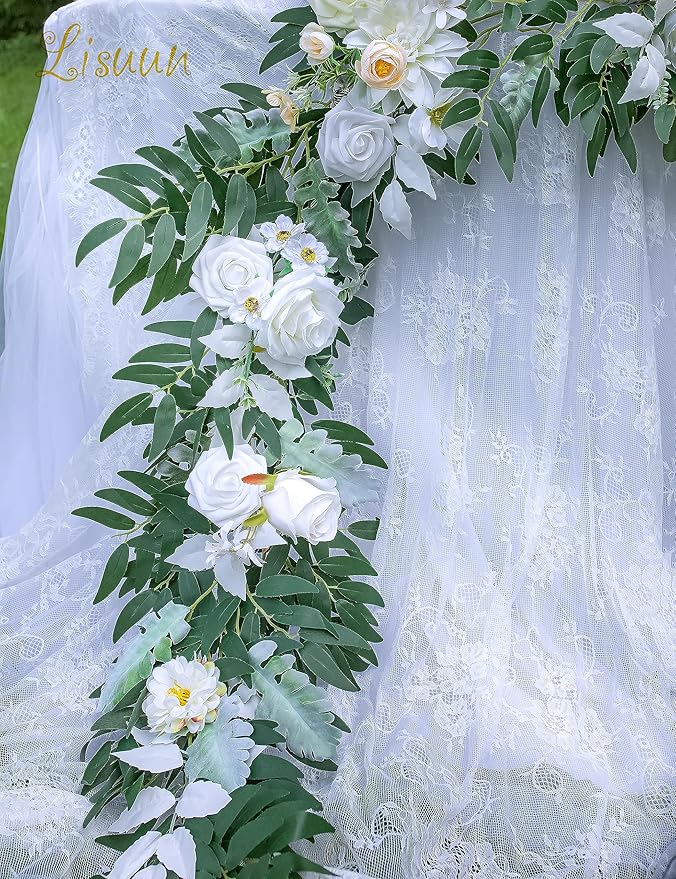 9FT Wedding Arch Flower Garland, Handmade Wedding Table Decorations,Head Table Floral Decor for Noble and Charming Wedding Ceremony