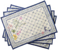 Maison d' Hermine Placemats Set of 4 100% Cotton Washable Cloth Place Mats, Reusable Table Mats for Kitchen Dining Decoration, Party, Wedding, Restaurant Spring/Summer (Faience, 13" x 19")