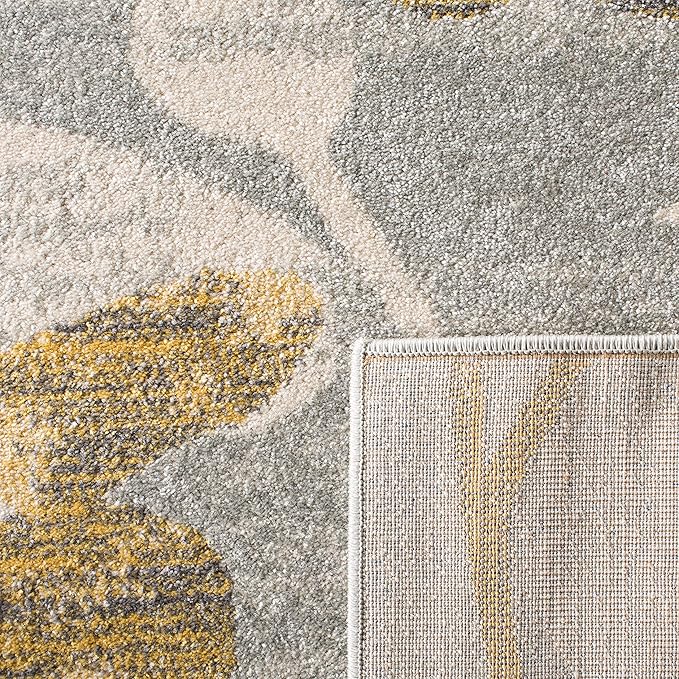SAFAVIEH Evoke Collection 2'2" x 7' Grey / Gold EVK236P Floral Non-Shedding Living Room Entryway Foyer Hallway Bedroom Runner Rug