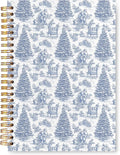 VIIJJUE Blue and White Chinoiserie Christmas Cardinal Notebook Gifts for Women, Vintage French Country Toile de Jouy Journal, Xmas Tree Santa Holiday Hardcover Spiral Notebooks, 5.5x8.3 Inch