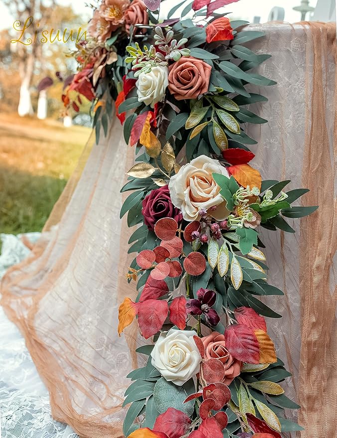 9FT Wedding Arch Flower Garland, Handmade Wedding Table Decorations,Head Table Floral Decor for Noble and Charming Wedding Ceremony
