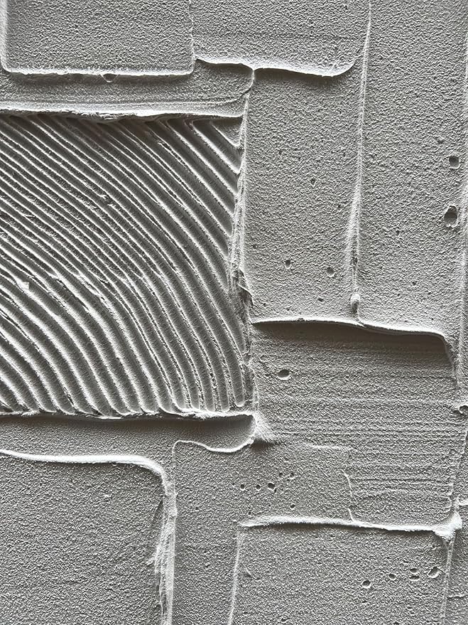 Hand-Painted White and Grey Abstract Wall Decoration Oil Painting Thick Texture Minimalist Art 45x30 inches