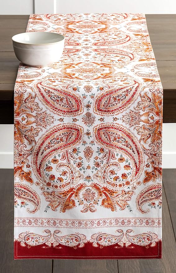 Maison d' Hermine Table Runner 100% Cotton Double Layer Table Runners 72 inches Long for Thanksgiving Christmas Decorations Home Kitchen Dining Party Wedding (Orient, 14.5" x 72")